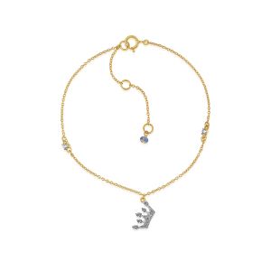 18Kt Yellow Gold Crown Chain Bracelet With Natural Diamond & Gem Stone