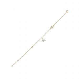 18kt Gold Star Fish Diamond Chain Bracelet