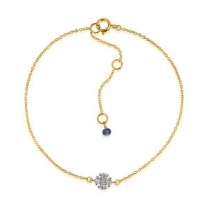 18Kt Gold  Lilyput Chai Bracelet With 18Kt Yellow Gold With Natural Diamonds & Blue Sapphire