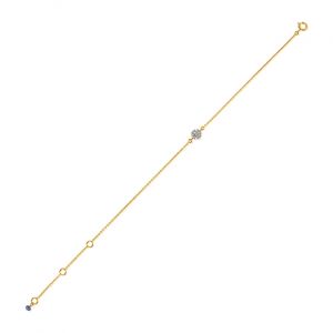 18Kt Gold  Lilyput Chai Bracelet With 18Kt Yellow Gold With Natural Diamonds & Blue Sapphire