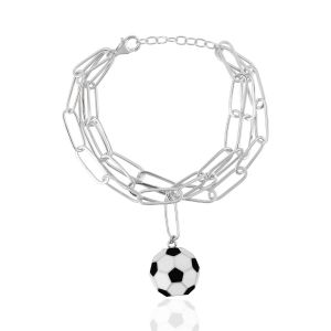 925 Sterling Silver Football Pendant, Adjustable Bracelets