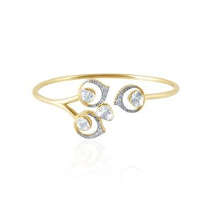 The Trident Diamond Bracelet in 18 KT Yellow Gold Polki Bangle