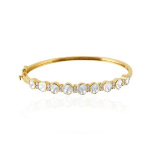 18Kt Yellow Gold Bridal Uncut Polki Diamond Bangle