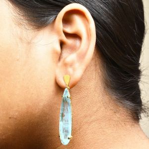 925 Sterling Silver Dainty Aquamarine Dangle Earring