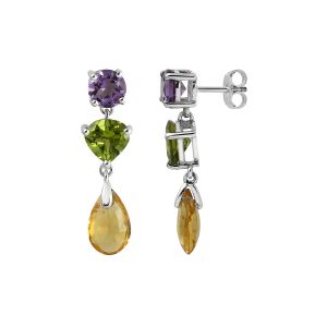 925 Sterling Silver Multi Stone Dangle