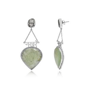 925 Sterling Silver Drop With Prehnite, Crystal