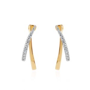 18KT Yellow Gold and Diamond Hoop Earring for Women