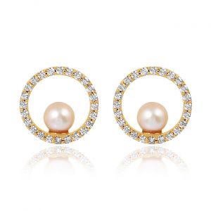 Fantastic Wedding Diamond & Pearl Studs 