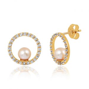 Fantastic Wedding Diamond & Pearl Studs 