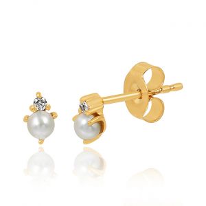 Elegant Diamond & Pearl Stud