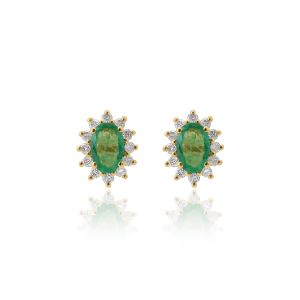 18Kt Gold Natural Diamond & Natural Gemstone Earring