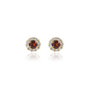 18Kt Gold Natural Diamond & Natural Ruby Mini Earring