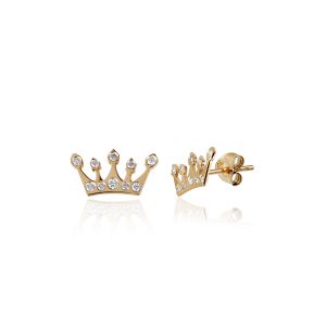 18Kt Gold Crown Stud With Natural Diamond