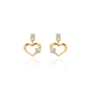 18Kt Gold Natural Diamonds Heart Studs