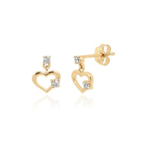 18Kt Gold Natural Diamonds Heart Studs