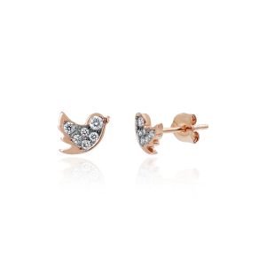 18Kt Gold Bird Natural Diamonds Stud