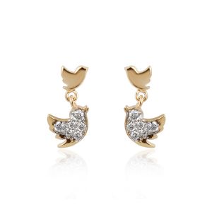 18Kt Gold Birds Natural Diamonds Stud