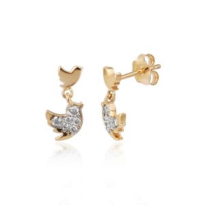 18Kt Gold Birds Natural Diamonds Stud