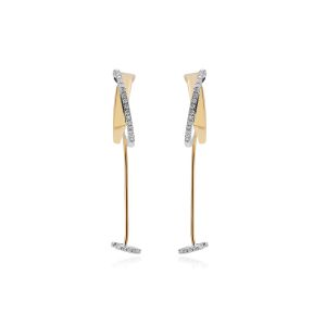18K Two Tone Diamond Hoop Earrings