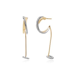 18K Two Tone Diamond Hoop Earrings