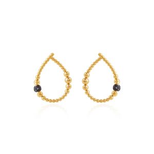 Bublina Hoop Gold With Diamond & Blue Sapphire