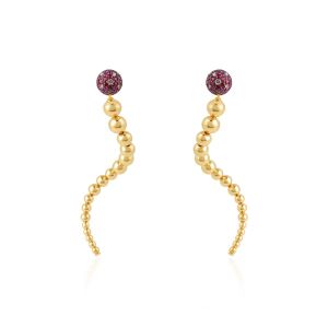 Bublina hoop earrings gold with diamond & ruby