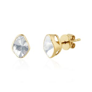 Split Delight Stud Earrings 18Kt Yelow Gold Diamond With Polki