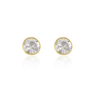 SIGNATURE MIDI GOLD STUD EARRING DIAMONDS WITH 18KT YELLOW GOLD 