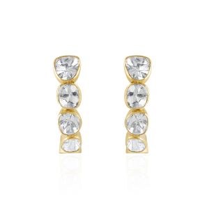 Graceful Enchantment 18Kt With Diamond Polki Hoop Earring Pair