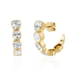 Graceful Enchantment 18Kt With Diamond Polki Hoop Earring Pair