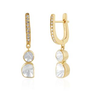 18Kt Gold Greta Veranda Danglers Polki Diamond Earrings 