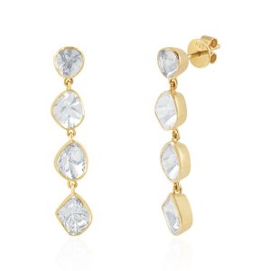 Aria Polki And Diamond Danglers 18Kt Yellow Gold Earrings