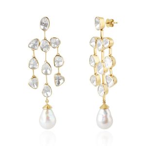 14Kt Yellow Gold with Diamond Drop & Dangler Earrings for Women and GIrls