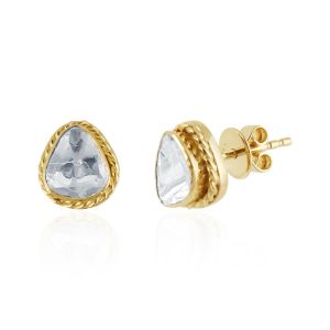 14Kt Yellow gold with diamond studs polki earrings