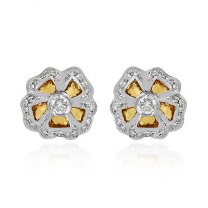 Brimming Diamonds & Gem Stone Earring