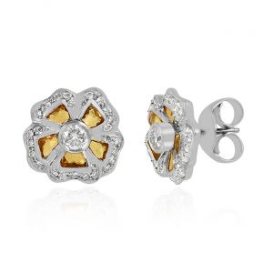 Brimming Diamonds & Gem Stone Earring