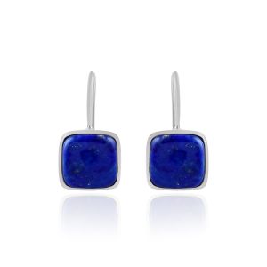 925 Sterling Silver Minimalist Handmade Lapis Dangle Earring