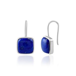 925 Sterling Silver Minimalist Handmade Lapis Dangle Earring