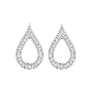 925 Sterling Silver Rain Drop Stud With American Diamond