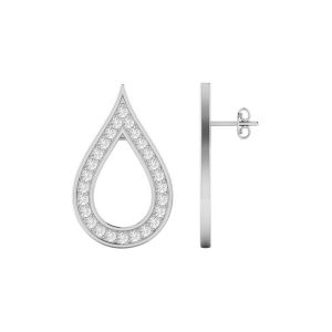 925 Sterling Silver Rain Drop Stud With American Diamond