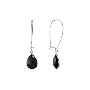 925 Sterling Silver Drop With Pear Black Onyx