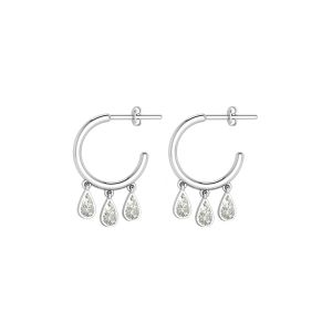 925 Sterling Silver Minimalist Hoop With Crystal