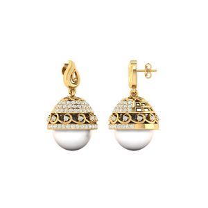 925 Sterling Silver jhumki With Diamond & Pearl