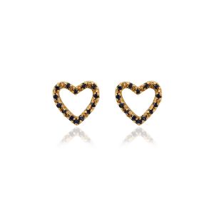 18Kt Gold Heart Stud With Natural Blue Sapphire