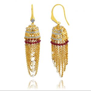 Peep Diamond & Gem Stone Jhumki