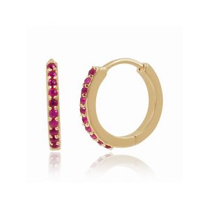 18Kt Yellow Gold Natural Ruby Hoops