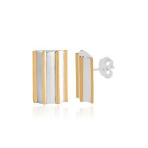 925 Sterling Silver Two Tone Earring