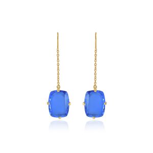 925 Sterling Silver Chain Dangle With Sapphire Quartz