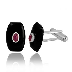 Designer Silver Onyx Cufflinks