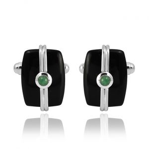Bling Silver Gemstone Cufflinks